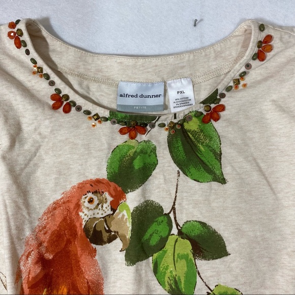 Alfred Dunner Floral Top  Long Sleeve Tee Floral Blouse Tropical Embelli… - Picture 9 of 10